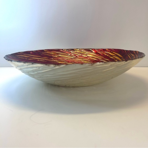 Artistic Accents Glass Decorative Bowl Red Orange Gold Silver Made in Turkey - Picture 11 of 11